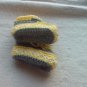 Newborn two toned yellow,and gray moccasins