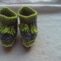 Newborn two toned  light green, and gray moccasins
