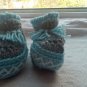 Newborn two toned  light blue, and gray moccasins
