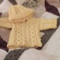 Hand Knit Cabled yellow Dress and Headband for the American Girll Doll