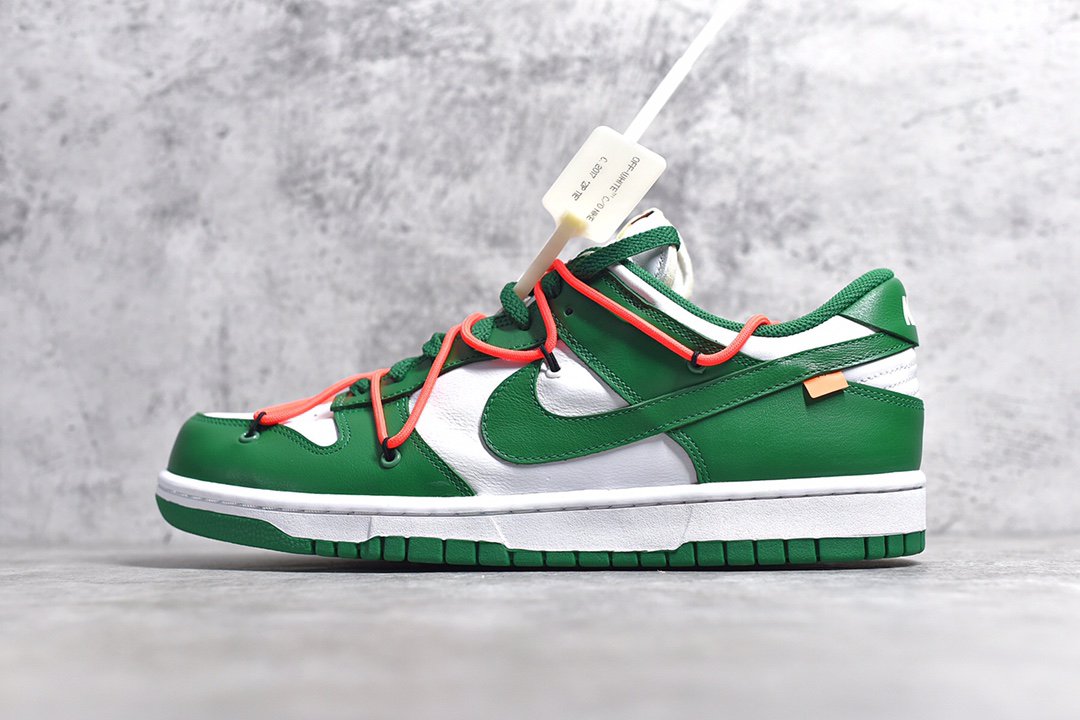 off white nike dunk low green