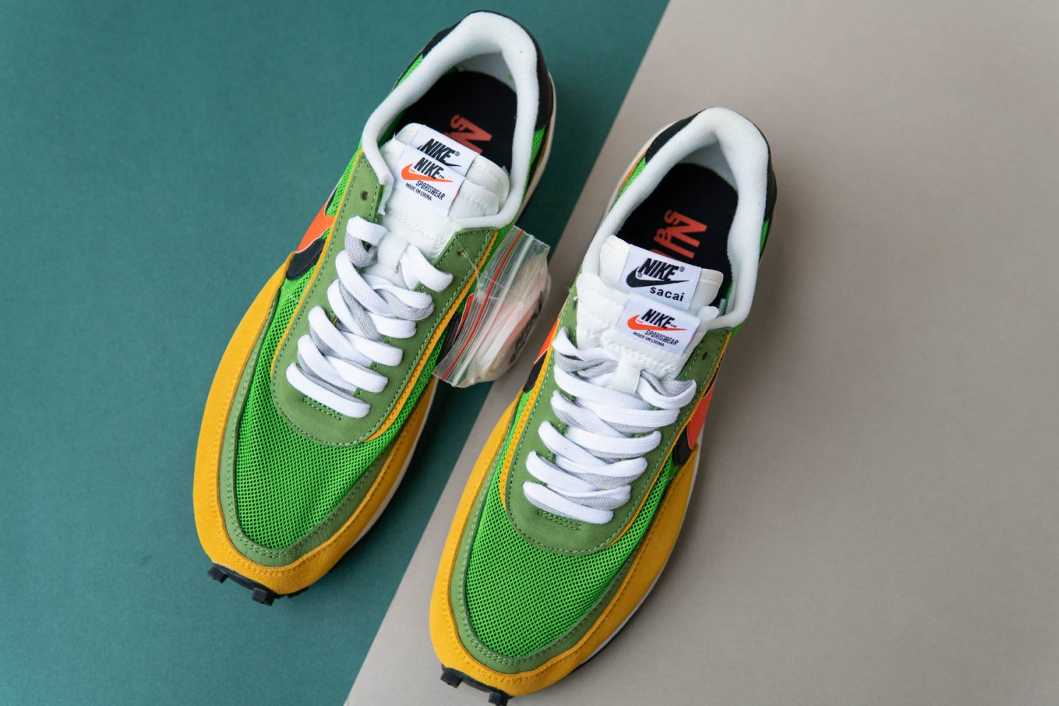 nike sacai green and yellow