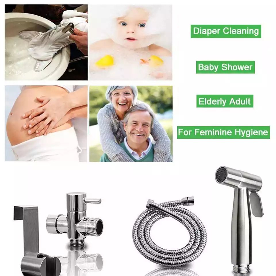 Handheld Toilet Bidet Sprayer Set Kit Stainless Steel Hand Bidet Flexible Faucet