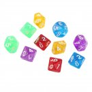 10pcs Set Games Multi Sides Dice D10 Gaming Dices Game Playing 5 Color