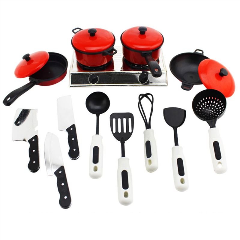 13pcs pack Mini Kitchen Cooking Toys Kitchen Appliance Play Food Toy Set for Kids  Red Red
