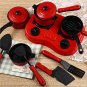 11pcs pack Mini Kitchen Cooking Toys Kitchen Appliance Play Food Toy Set for Kids Red Red