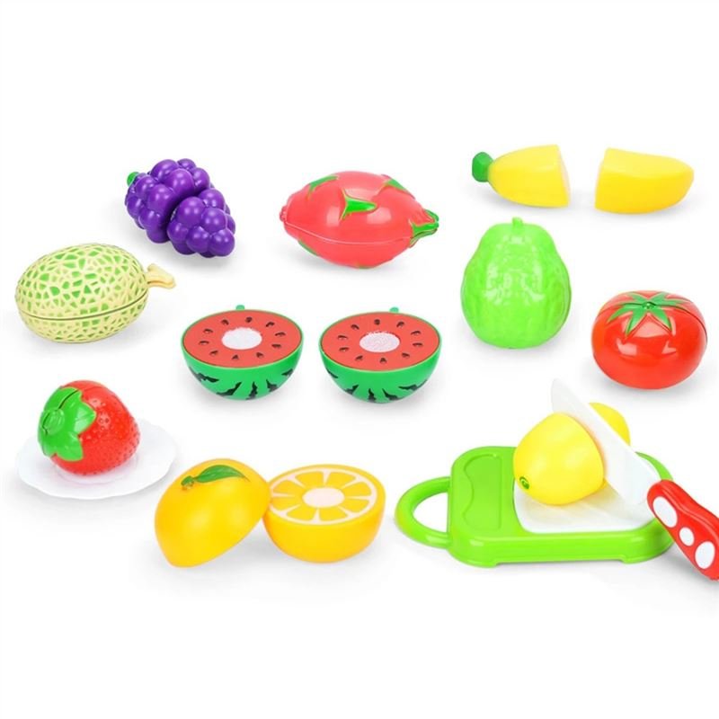 Cooks Kitchen Playset Cutting Food Play Set Fruits Connected with Velcro 14pcs