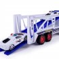 Kids Toy Simulation Car Container Double-decker 4pcs Mini Police Cars Slide Way White+Blue