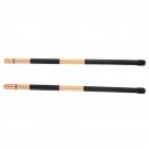 1 Pair Wooden Rods Rute Jazz Drum Sticks Drumsticks 40cm With Rubber Handle
