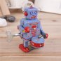 Vintage Metal Tin Drumming Robot Clockwork Wind Up Tin Toy Collectible