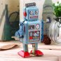 Vintage Mechanical Clockwork Wind Up Metal Walking Robot Tin Toy Kids Gift