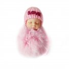 Cute Sleeping Baby Doll Keychain Soft Fur Doll Pendant Car Bag Charm Keyring