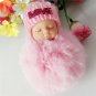 Cute Sleeping Baby Doll Keychain Soft Fur Doll Pendant Car Bag Charm Keyring