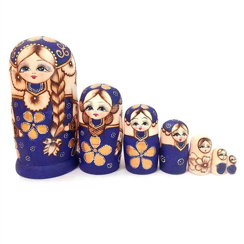 7pcs Russian Doll Girl Russian Nesting Dolls Handmade Wooden Wishing Dolls