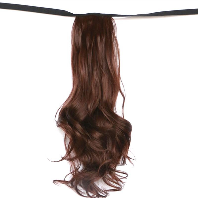 Man Wu Wig Tie On Ponytail Banded Curly Hair Wig 33J