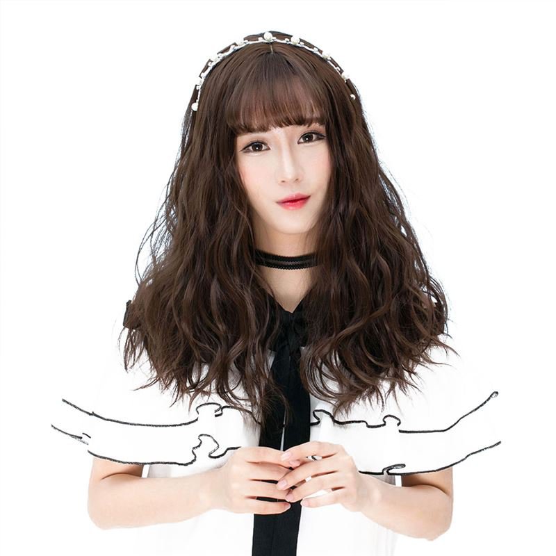 Girls Middle Long Fluffy Hair Wig with Bangs Natural Looking Synthetic Hair Wig WM02 F8 Ch