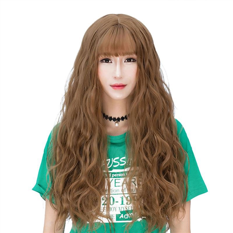 Fluffy Long Curly Hair Wig Wispy Fringes Natural Looking Synthetic Hair Wig WL01 F3 Candy