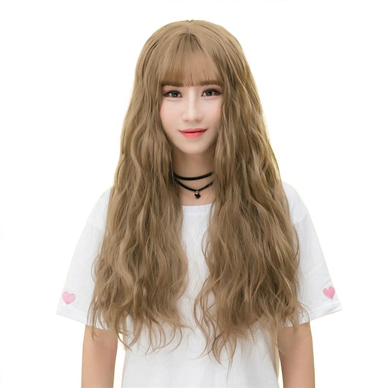 Fluffy Long Curly Hair Wig Wispy Fringes Natural Looking Synthetic Hair Wig WL01 F7 Boring