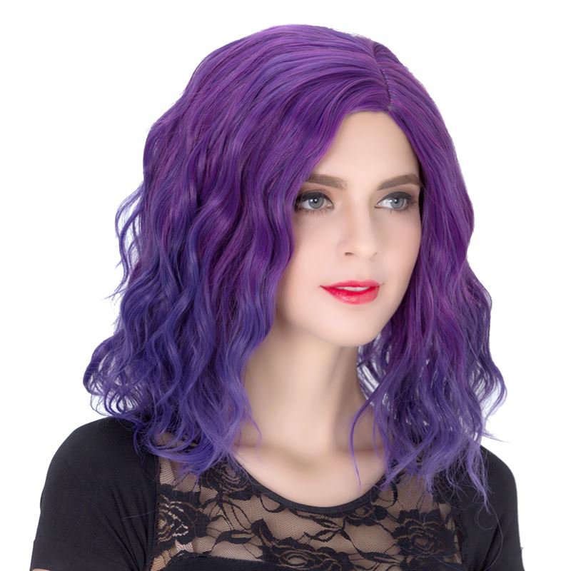 Man Mei COS Wig Halloween Theme Wig A361 SW1892 Short Curly Hair Purple
