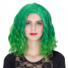 Man Mei COS Wig Halloween Theme Wig A382 SW1893 Short Curly Hair Green Fading Green Fading
