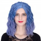 Man Mei COS Wig Halloween Theme Wig A289 SW1889 Short Curly Hair Blue Fading Blue Fading