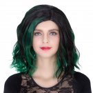 Man Mei COS Wig Halloween Theme Wig A874 SW1907 Short Curly Hair Black Green Fading Black