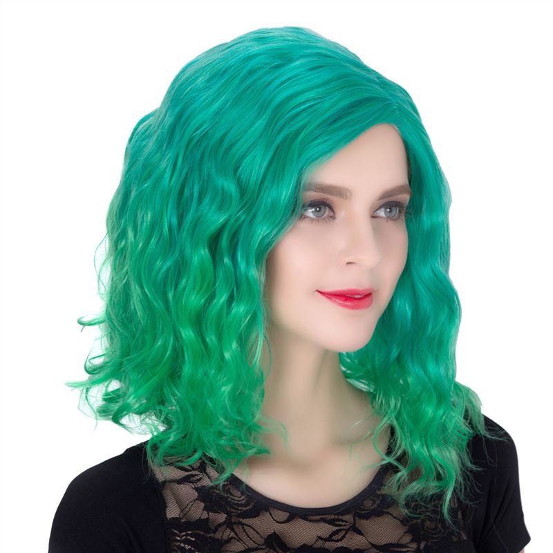 Man Mei COS Wig Halloween Theme Wig A313 SW1890 Short Curly Hair Green