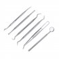 6PCS Oral Care Kit Teeth Scaler Pick Mirror Tweezers Kit With Leather Box