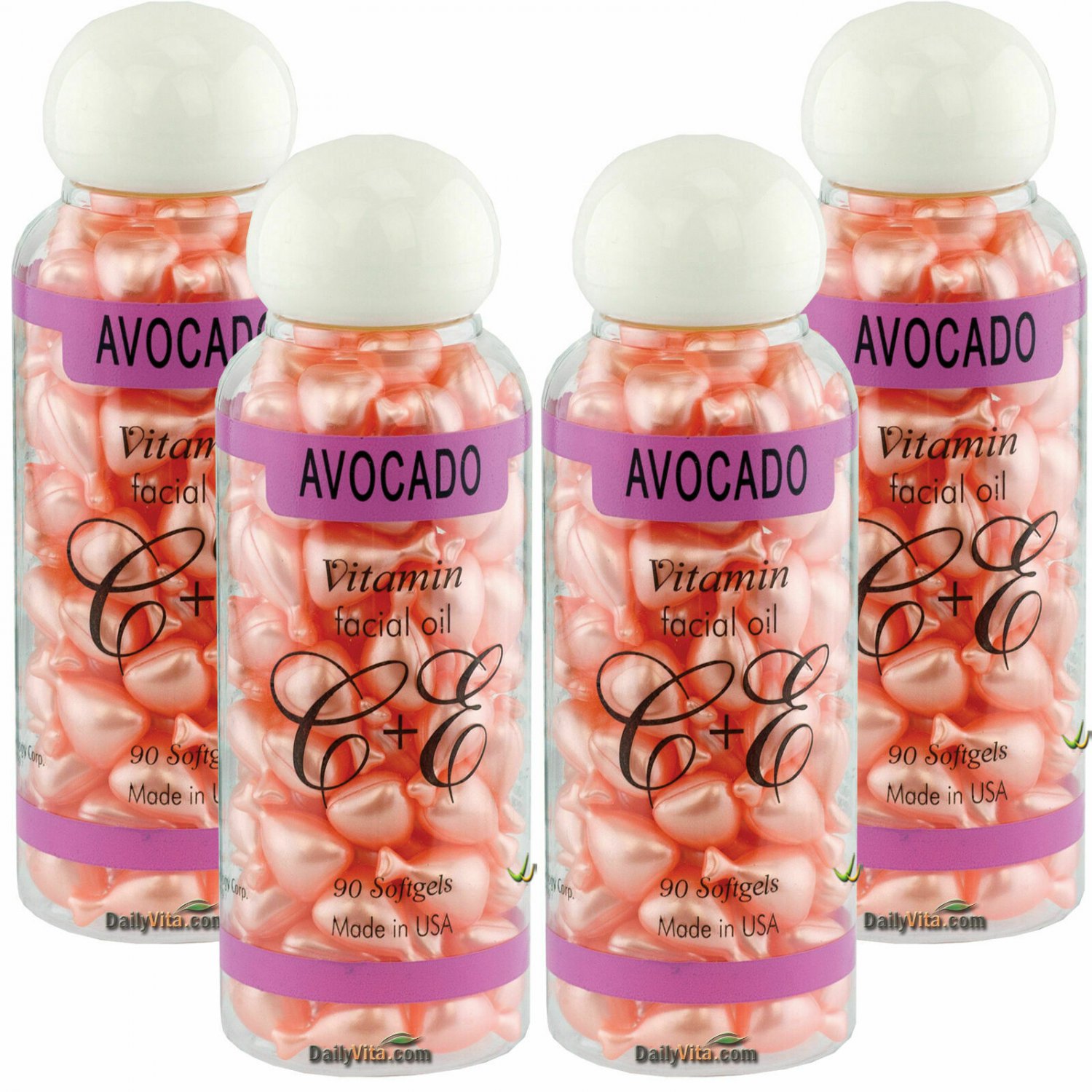 Avocado VitaminE Facial Oil 90 Softgels, FRESH Made In USA 4 btles