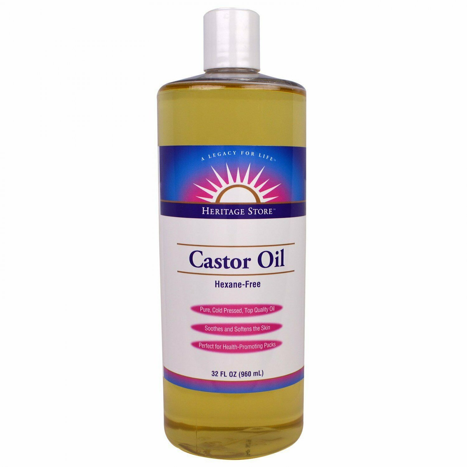Heritage Store Castor Oil 32 fl oz 960 ml CrueltyFree, EcoFriendly