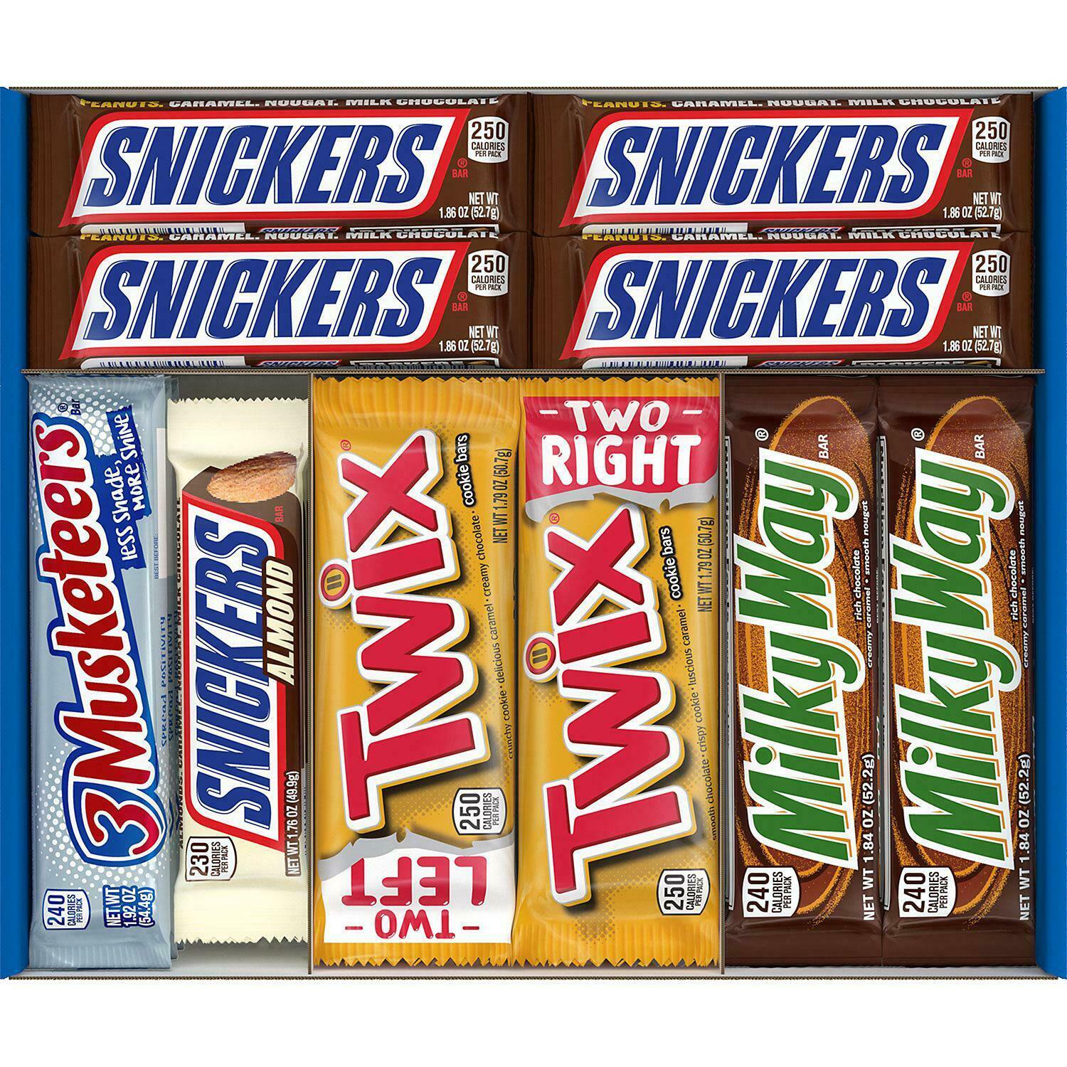 Mars Full Size Candy Bars Snickers Almond Twix 3 Musketeers Variety