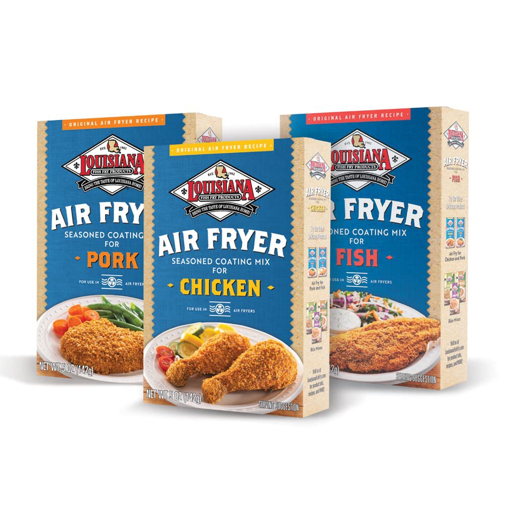 Louisiana AIR FRYER Seasoned Coating Mix for Pork Chicken Fish Pack