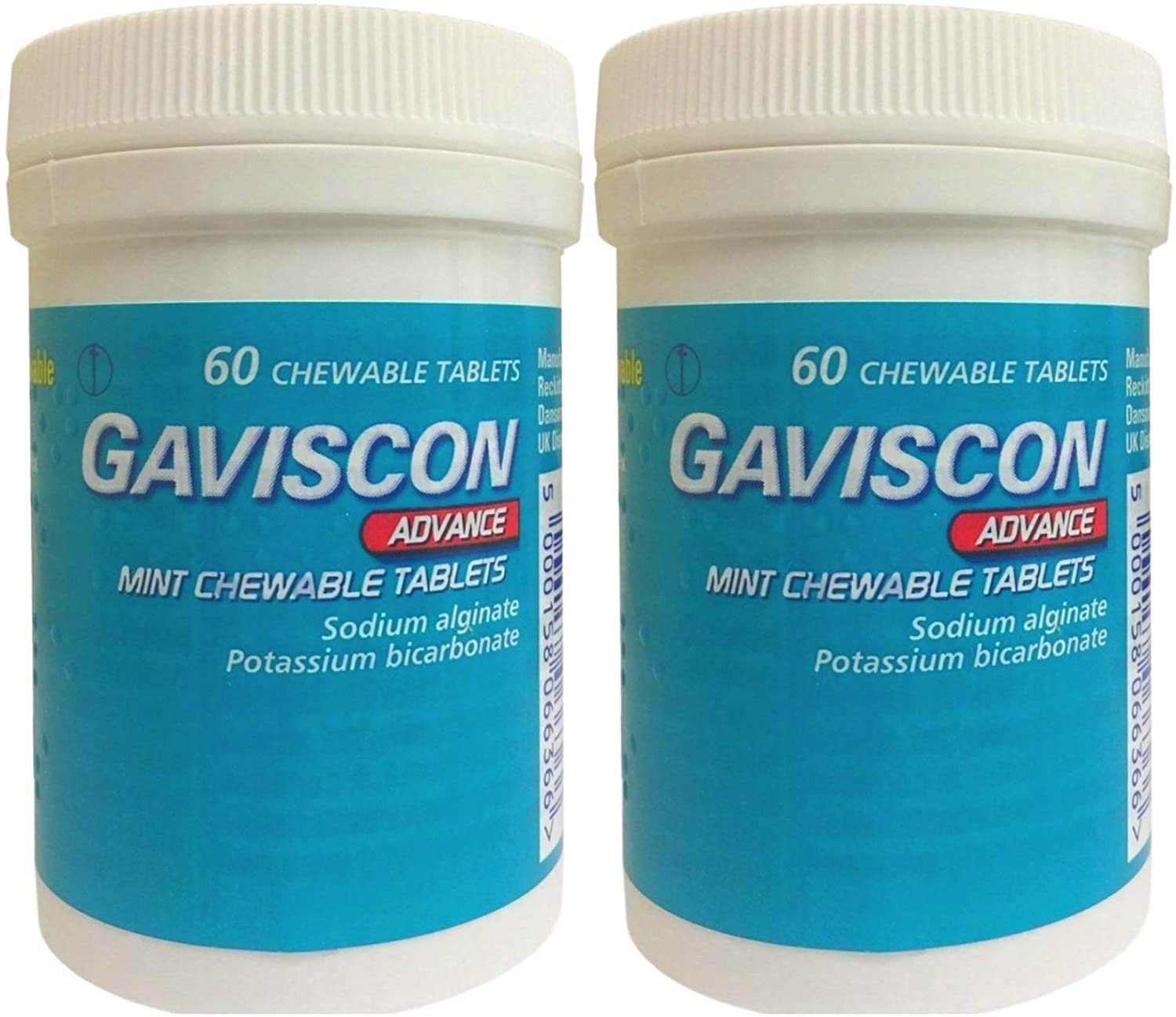 Gaviscon Advance Chewable 60 Tablets Peppermint Pack of 2 From UK