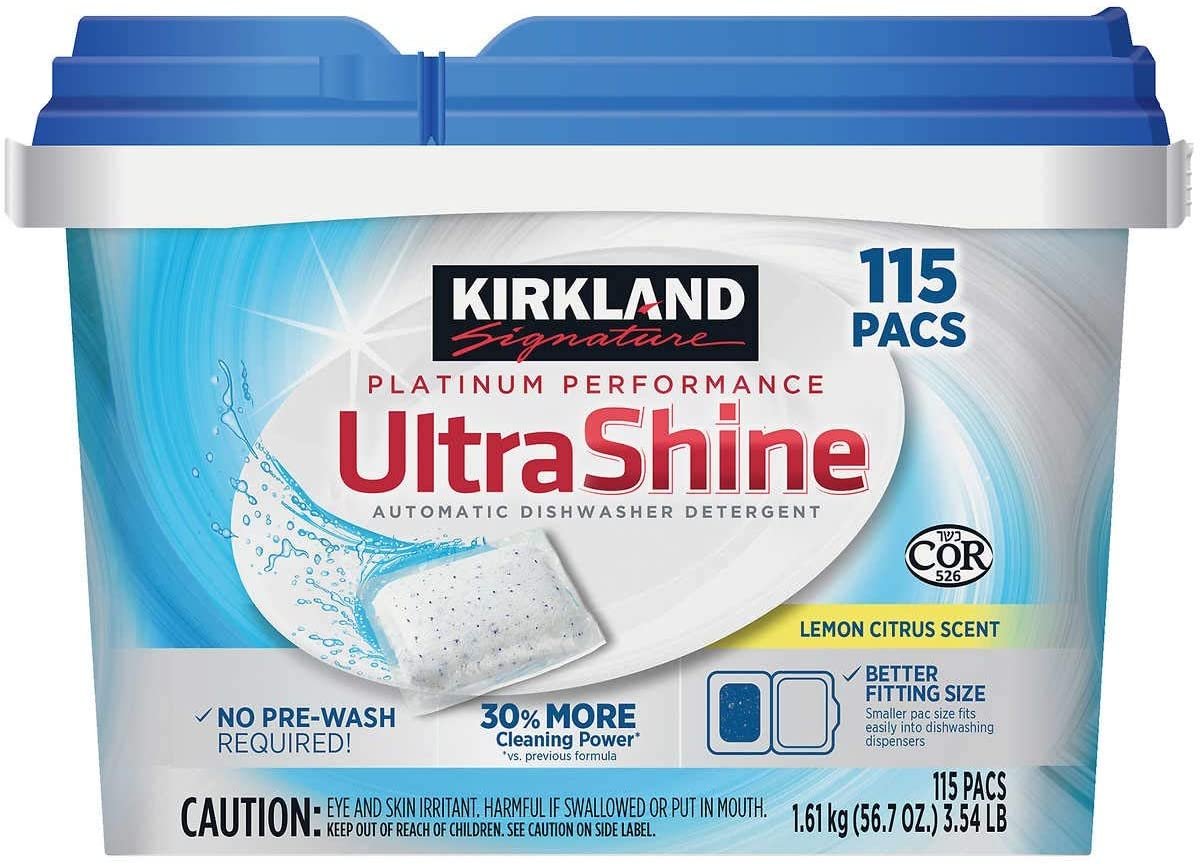 Kirkland Signature UltraShine Dishwasher Detergent Pacs, Lemon Citrus