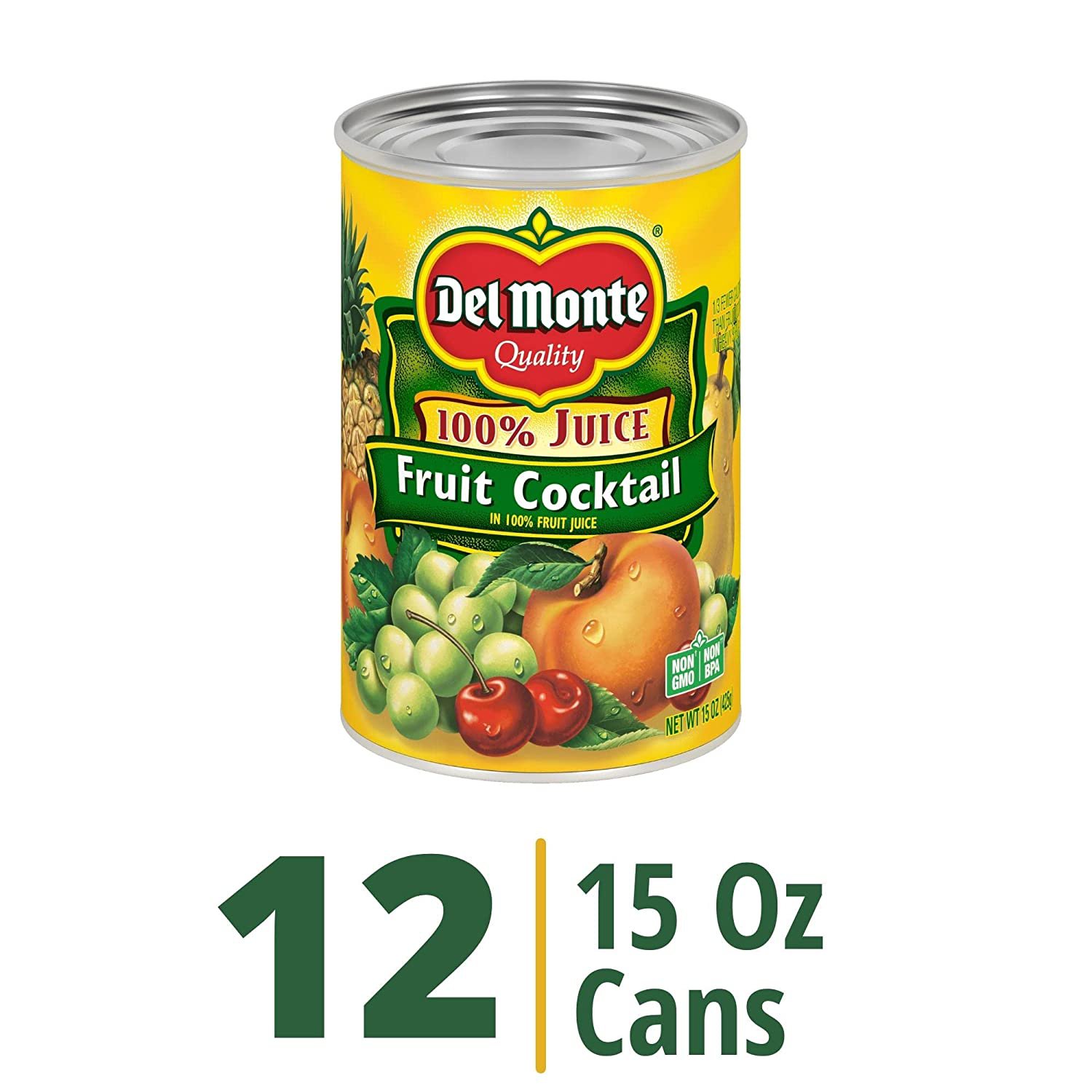 12 CANS Del Monte Canned Fruit Cocktail in 100 Fresh Juice, 15 Ounce