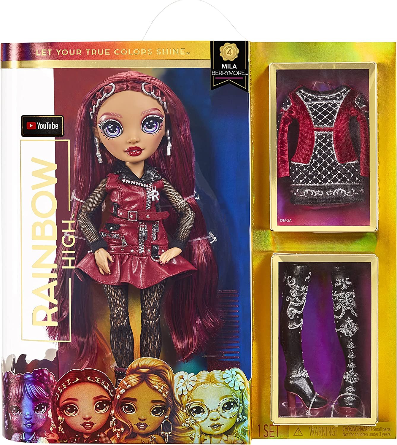 Rainbow High Mila Berrymore- Burgundy Red Fashion Doll. + 2 Designer ...