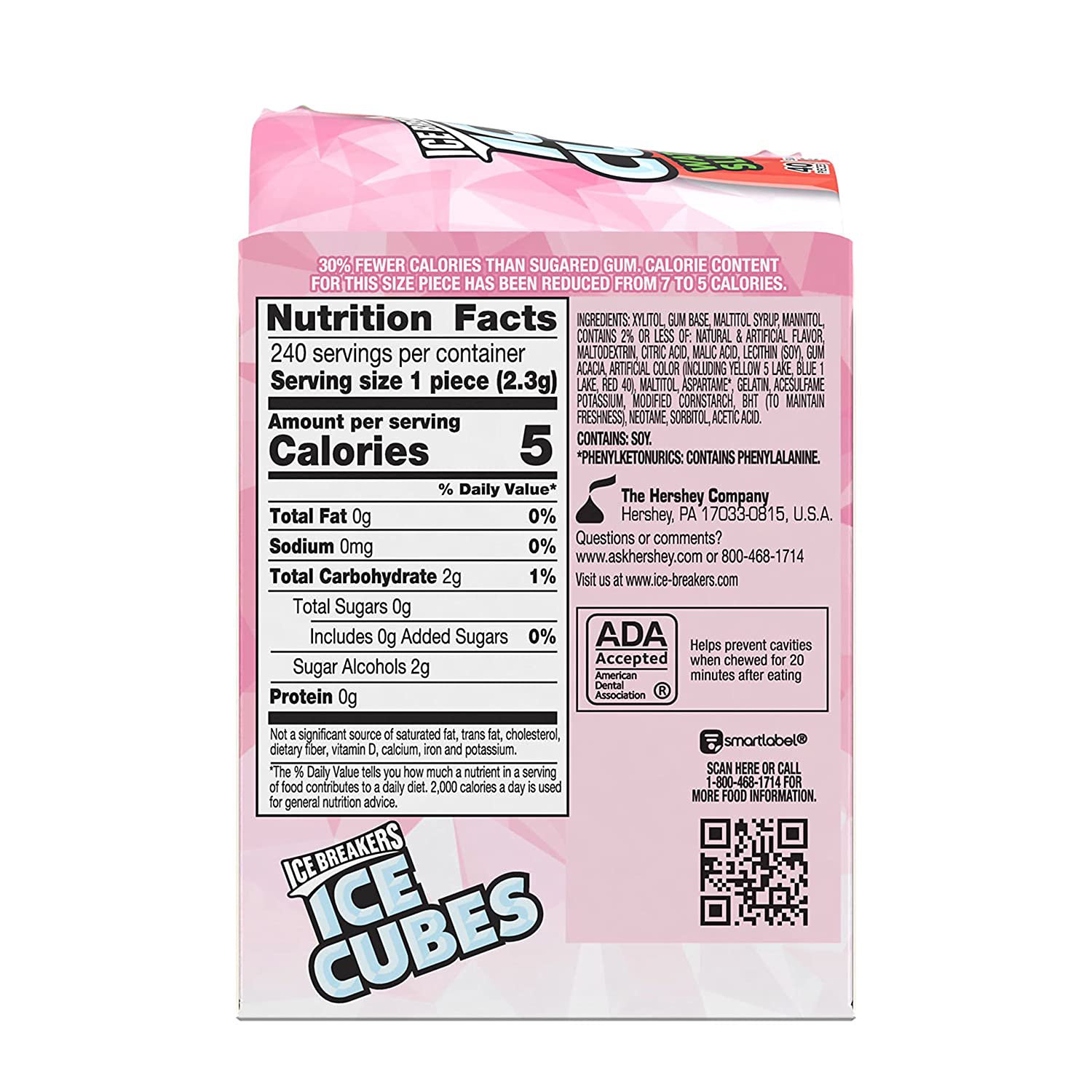 ICE BREAKERS CUBES Watermelon Slushie Flavored, Made withyletol 6x 40 pc