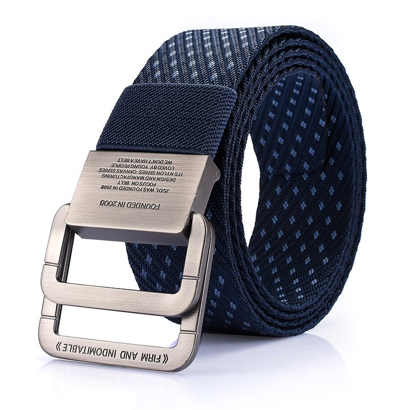 Man Double Ring Buckle Thicken Canvas Belts for Men Waistband Strap