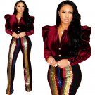 women fashion classic burgundy ruffles vintage outwear