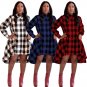 women fashion plaid loose high low casual shirt dress