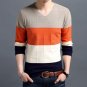 autumn fashion v-neck stripe long sleve man casual sweater