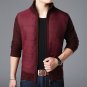 classic long sleeve man thick knitting cardigan zip up open front