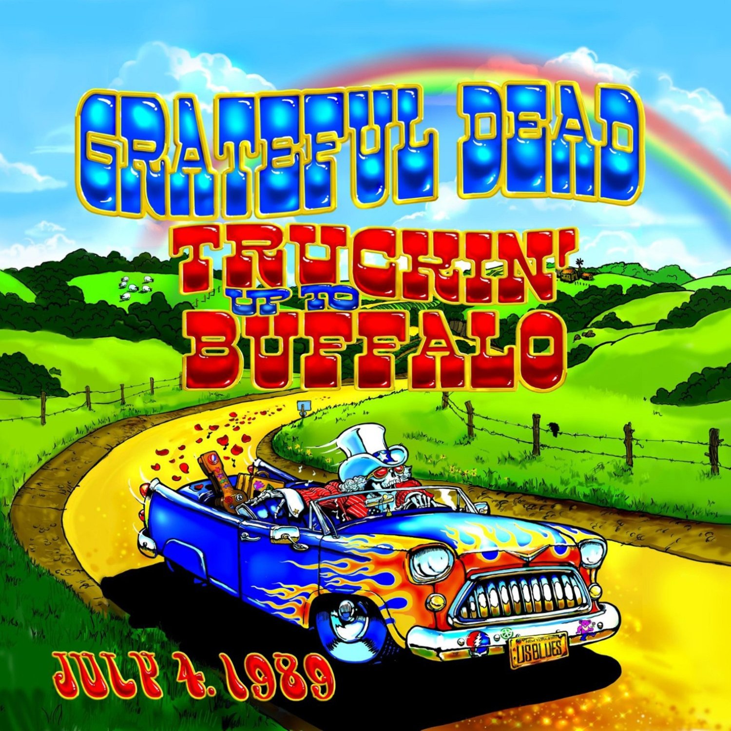 GRATEFUL DEAD Truckin' up to Buffalo BANNER Huge 4X4 Ft Fabric Poster Tapestry Flag album cover art