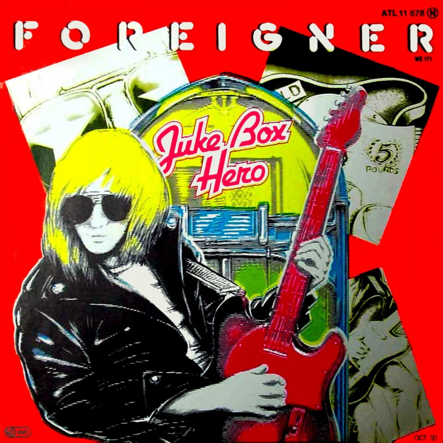 FOREIGNER Juke Box Hero BANNER 2x2 Ft Fabric Poster Tapestry Flag album art