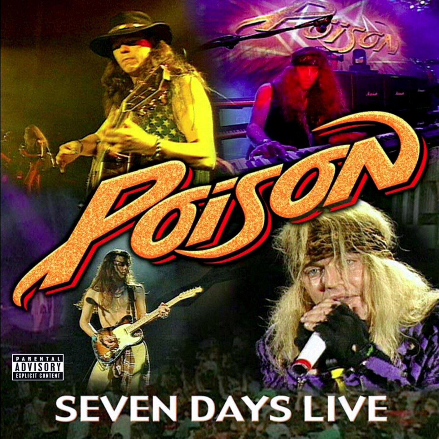 POISON Seven Days Live BANNER 2x2 Ft Fabric Poster Tapestry Flag album cover art