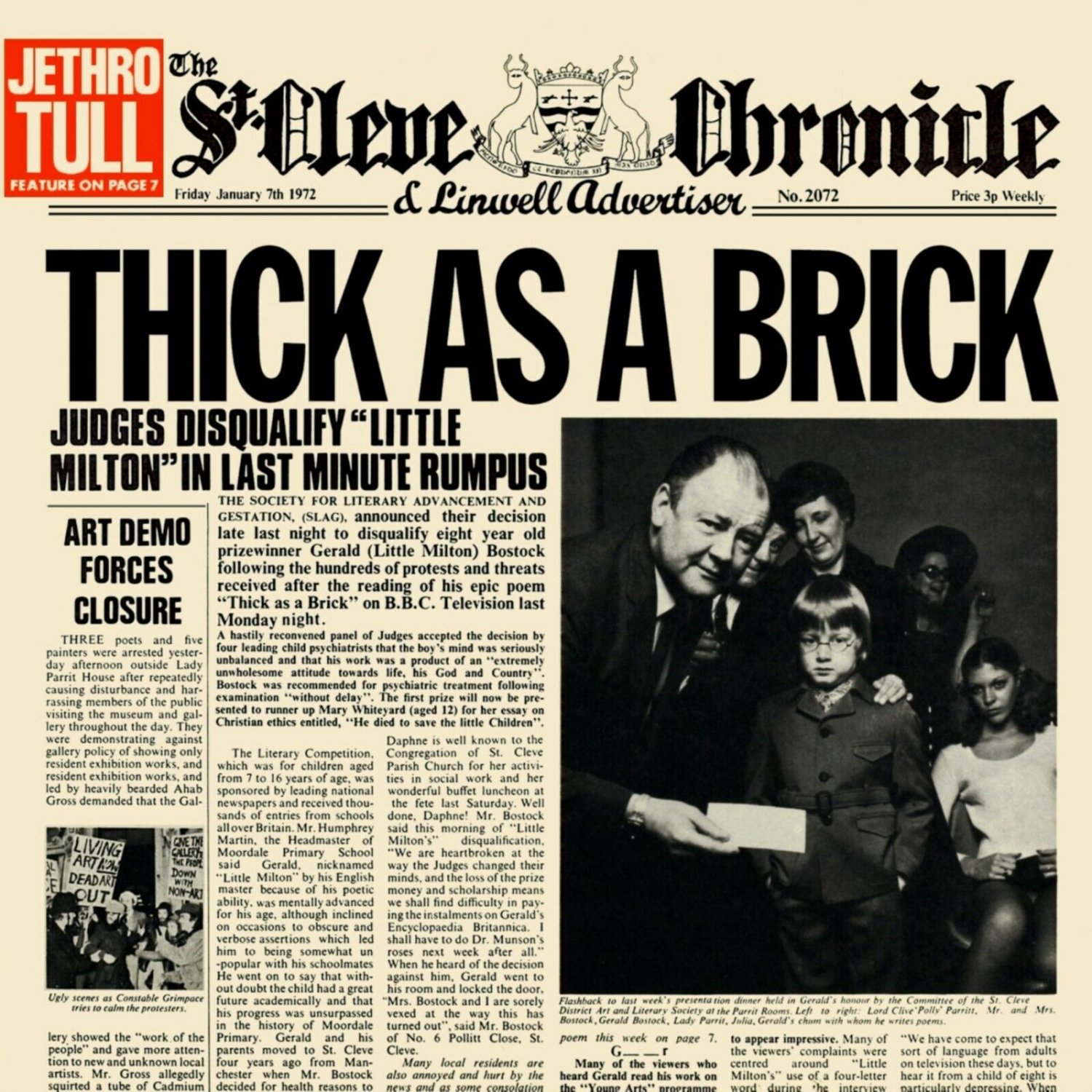 JETHRO TULL Thick as a Brick BANNER 2x2 Ft Fabric Poster Tapestry Flag album art