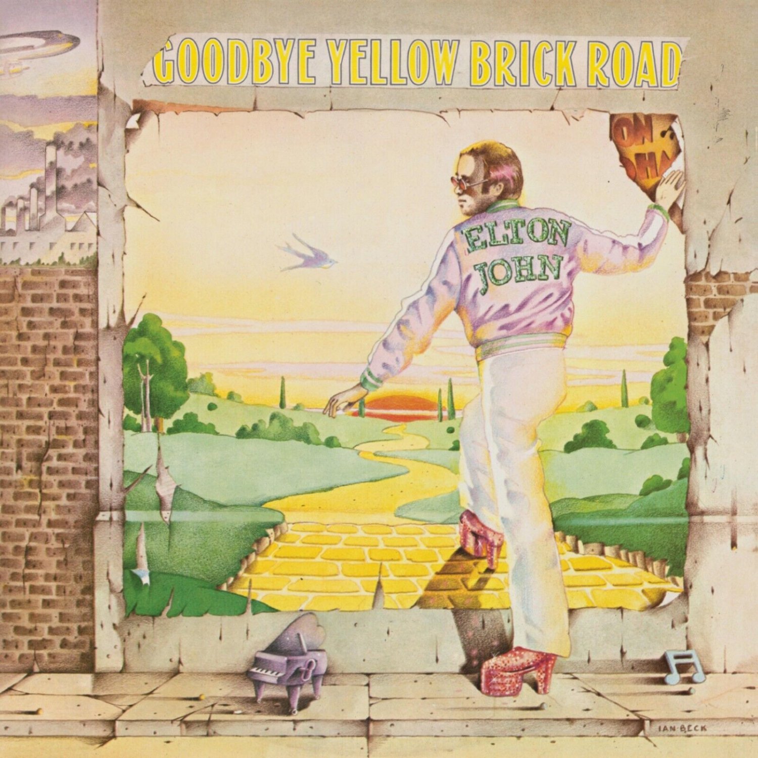 ELTON JOHN Goodbye Yellow Brick Road BANNER 2x2 Ft Fabric Poster Flag album art