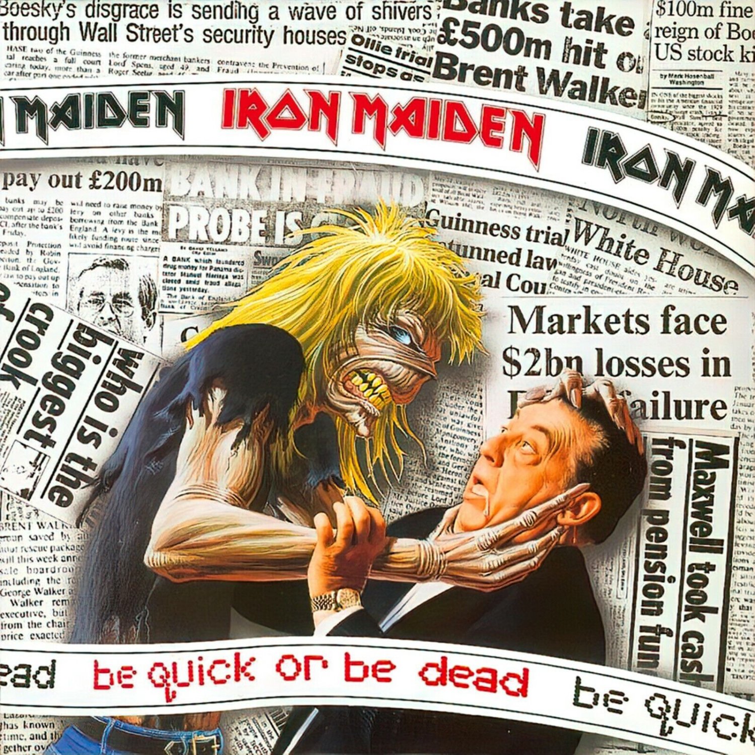 IRON MAIDEN Be Quick Or Be Dead BANNER 2x2 Ft Fabric Poster Tapestry Flag art