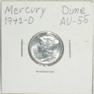 ‘Mercury' Dime 10 ¢ 1942-D  90 % silver US Coins WWII World War 2 Great Depression