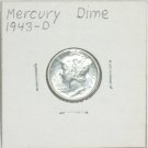 ‘Mercury' Dime 10 ¢ 1943-D  90 % silver US Coins WWII World War 2 Great Depression